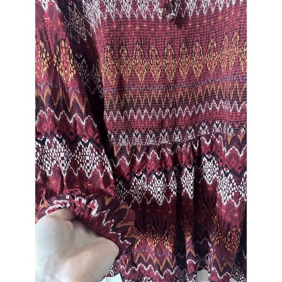 Ulla Popken Top Women 22‎ Red Geometric Pattern Long Tunic Stretch - Picture 6 of 7